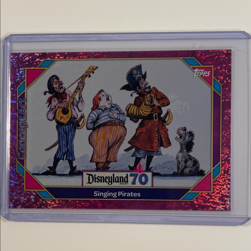 Topps Disneyland 70 Singing Pirates Trading Card - Pink Holographic
